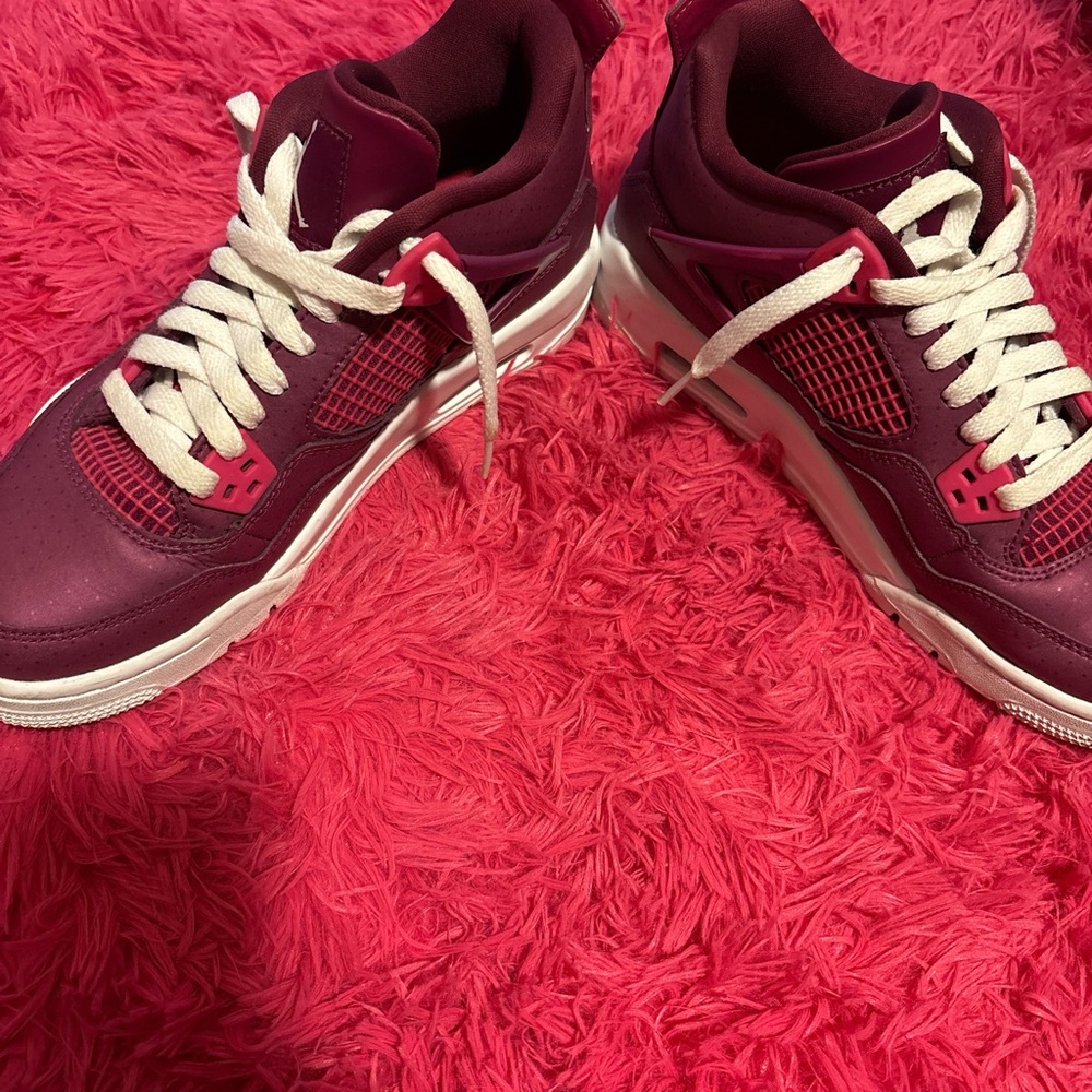 Jordan Burgundy and White Athletic Shoes